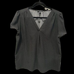 Hilary Radley black w/white polka dots top - size L - Excellent Used Condition